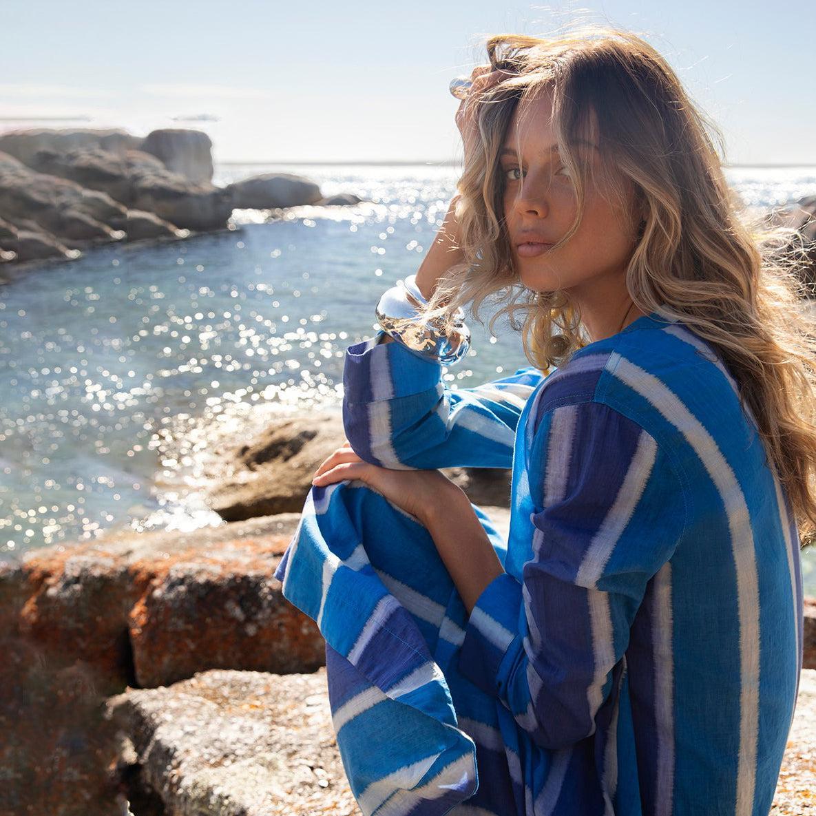 Bazaar Dress - Moroccan Stripe Blue