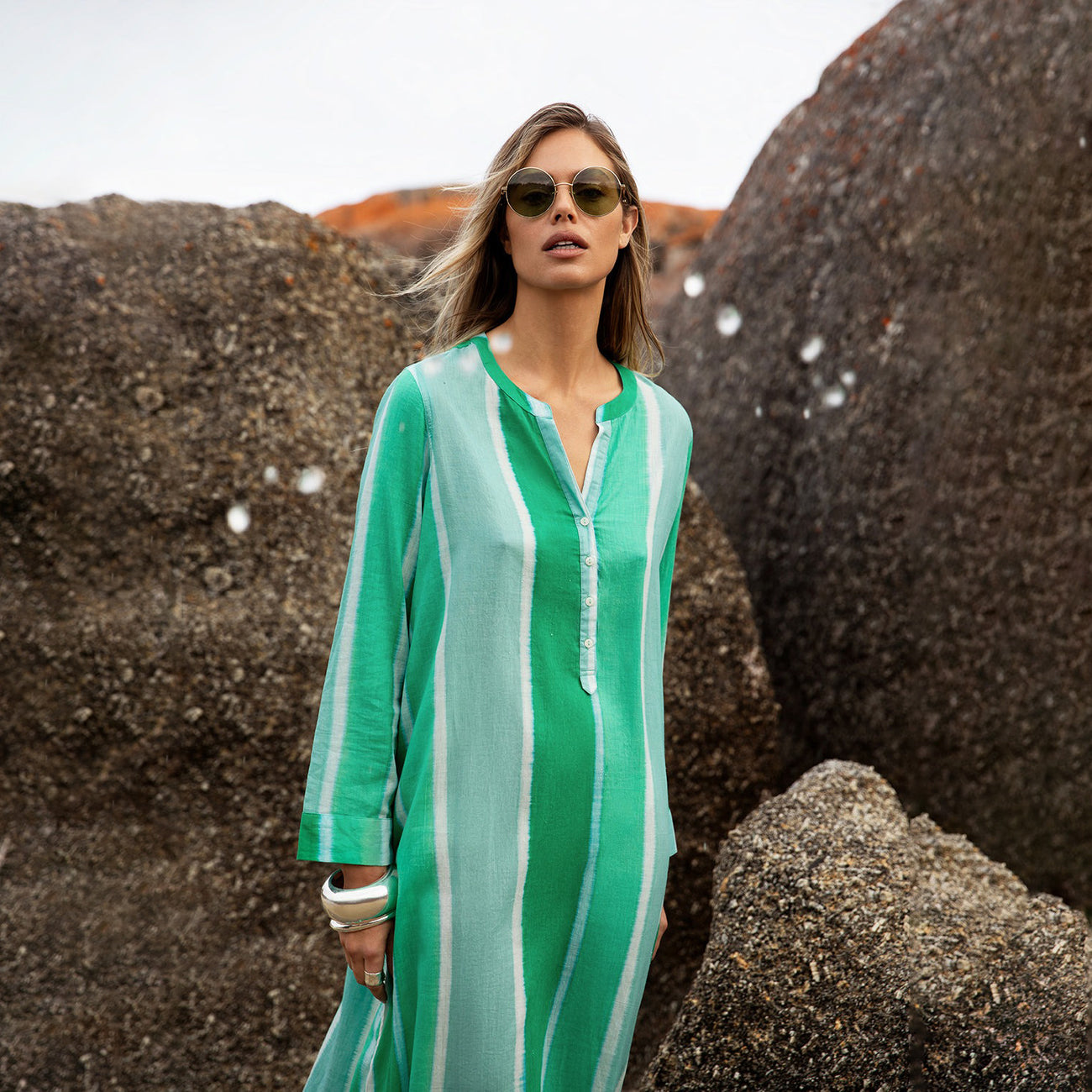 Bazaar Dress - Moroccan Stripe Green