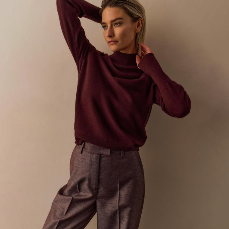 Shiny Woven Wide-Leg Trousers with Fold