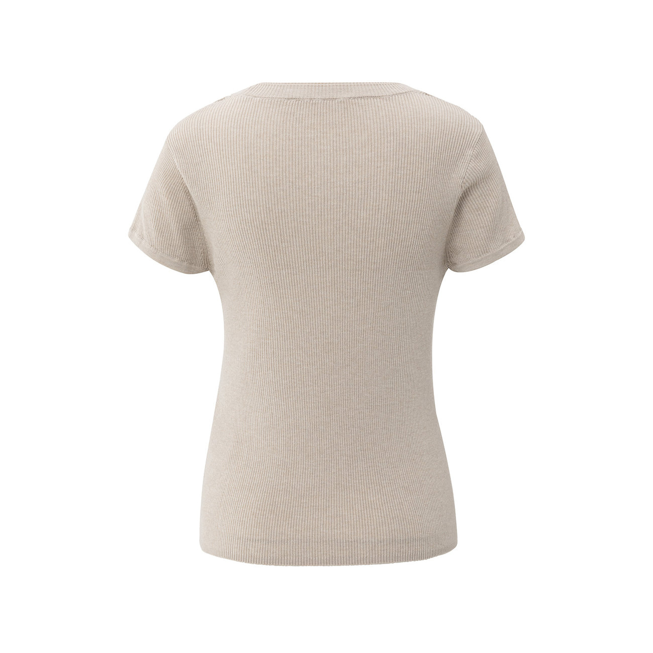 Ribbed Short Sleeve Top - Sand Melange