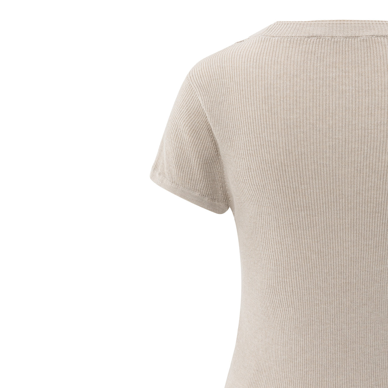 Ribbed Short Sleeve Top - Sand Melange