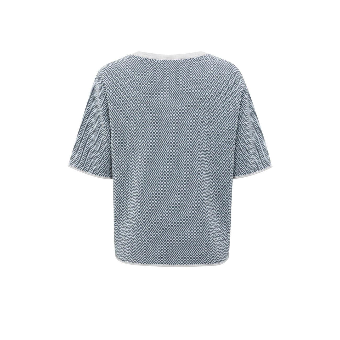 Jacquard Knit with Zigzag Pattern - Light Grey Melange
