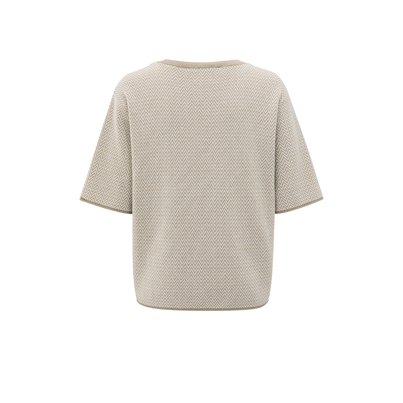 Jacquard Knit with Zigzag Pattern - Sand Beige