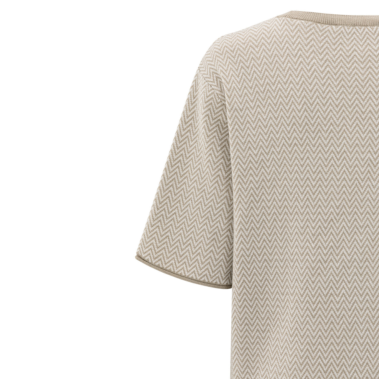 Jacquard Knit with Zigzag Pattern - Sand Beige
