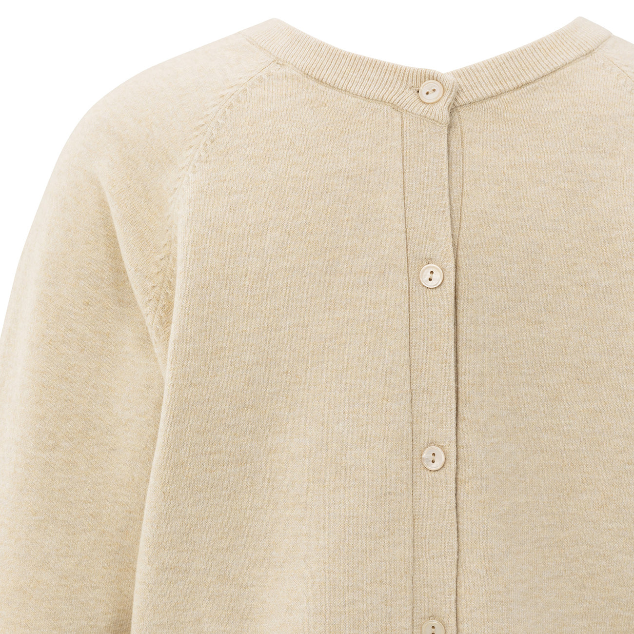 Double V-Neck Sweater with Back Button Detail - Yellow Sand Beige