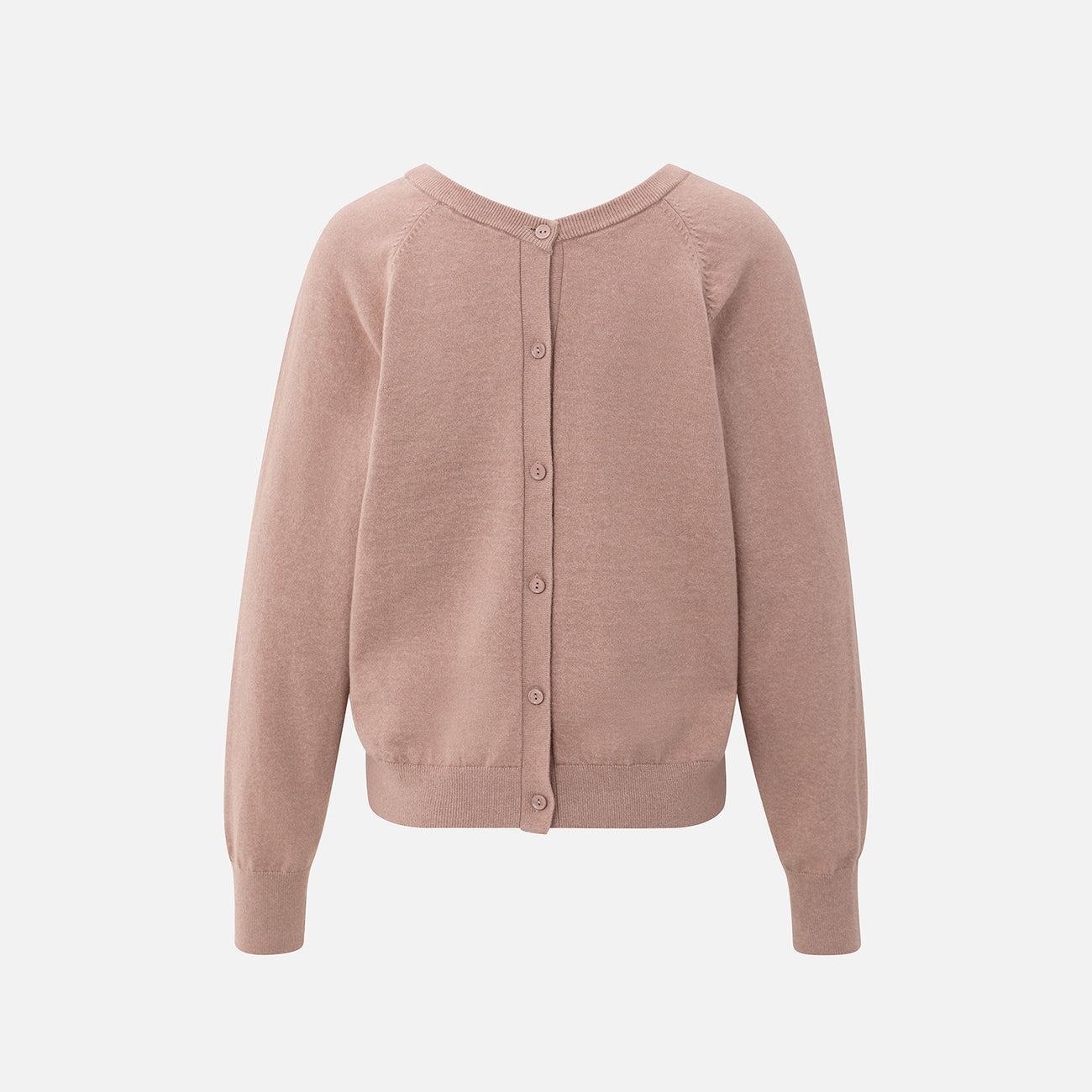 Double V-Neck Sweater with Back Button Detail - Blush Pink