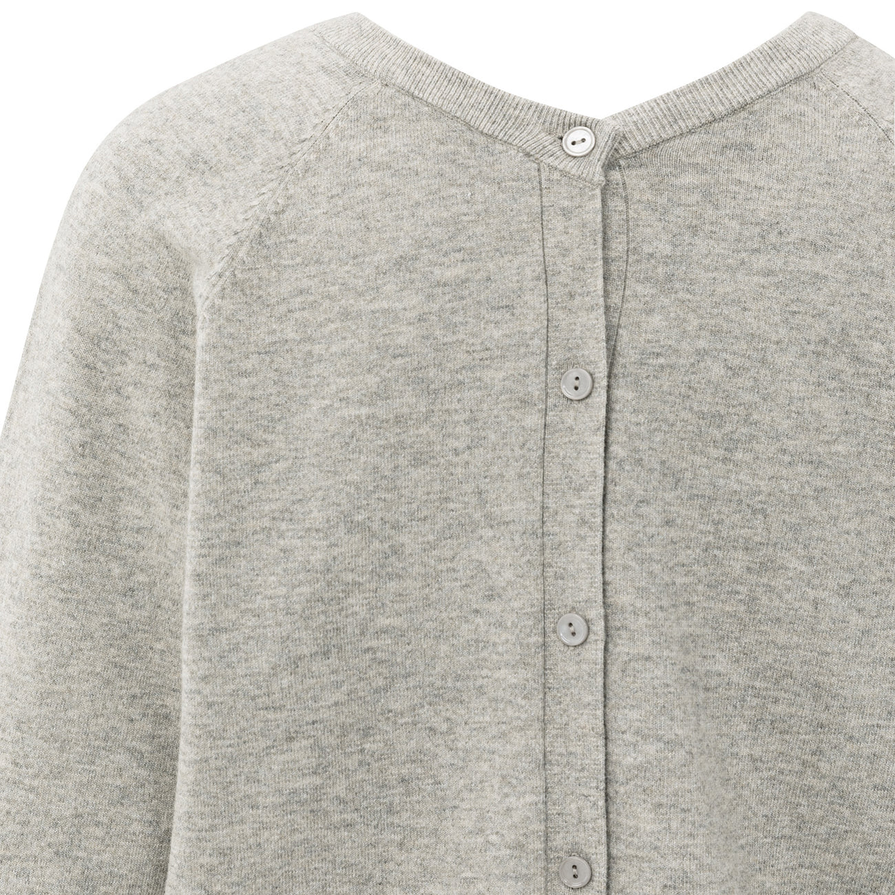 Double V-Neck Sweater with Back Button Detail - Brownish Grey