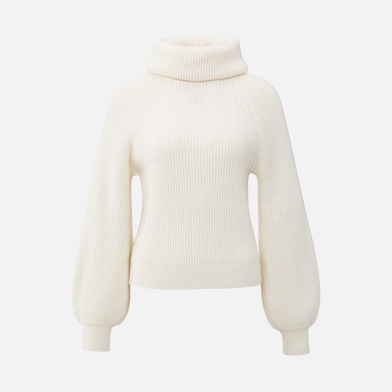 Knitted Sweater with Wide Collar and Balloon Sleeves