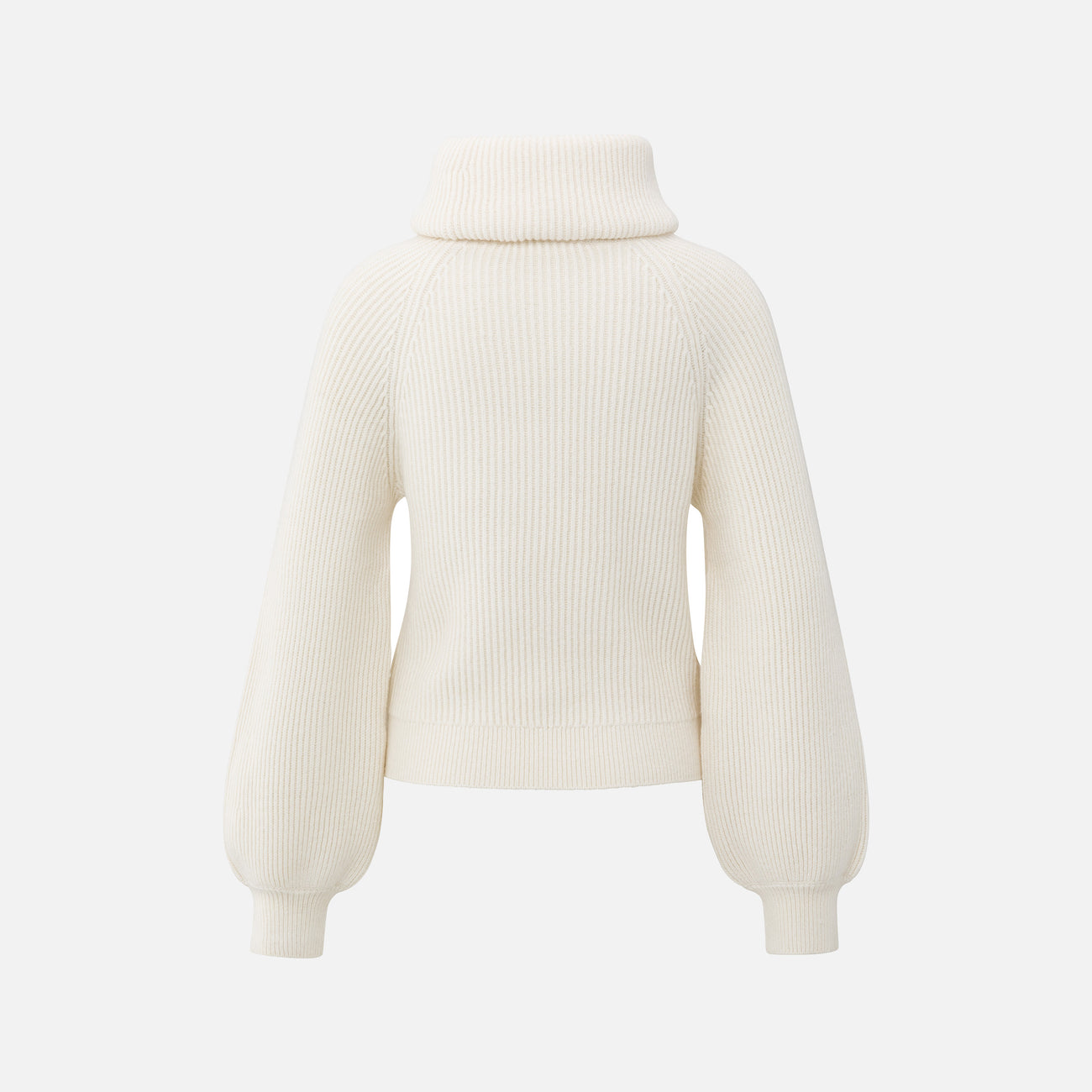 Knitted Sweater with Wide Collar and Balloon Sleeves