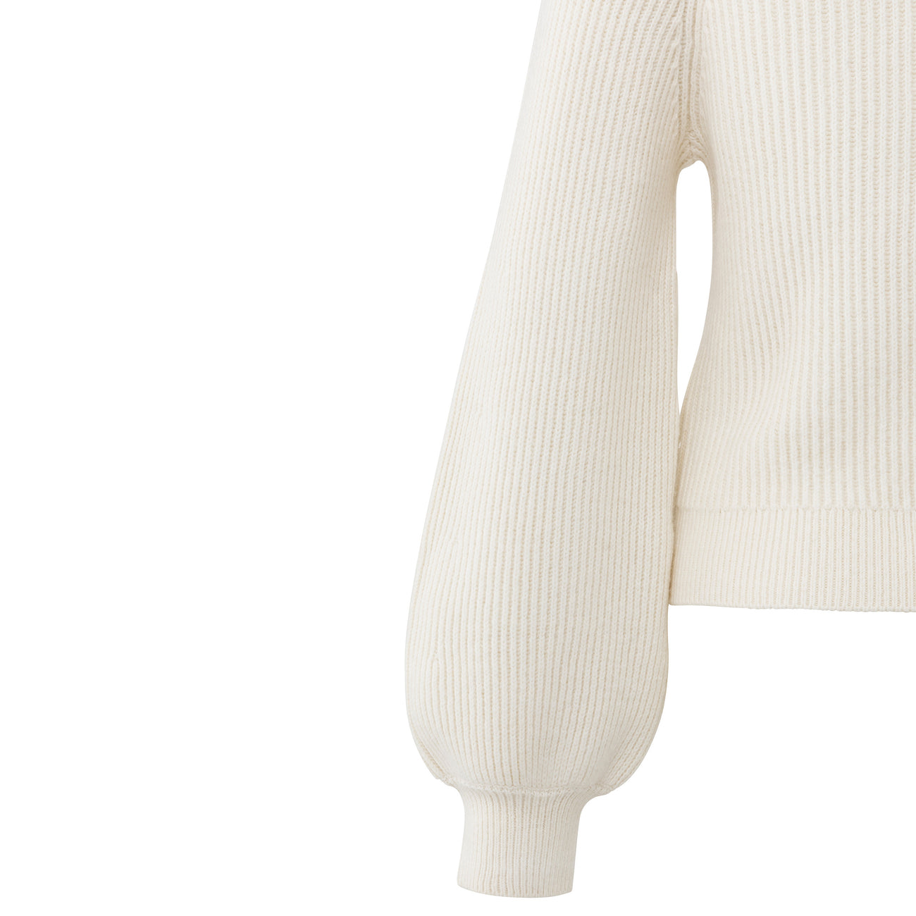 Knitted Sweater with Wide Collar and Balloon Sleeves