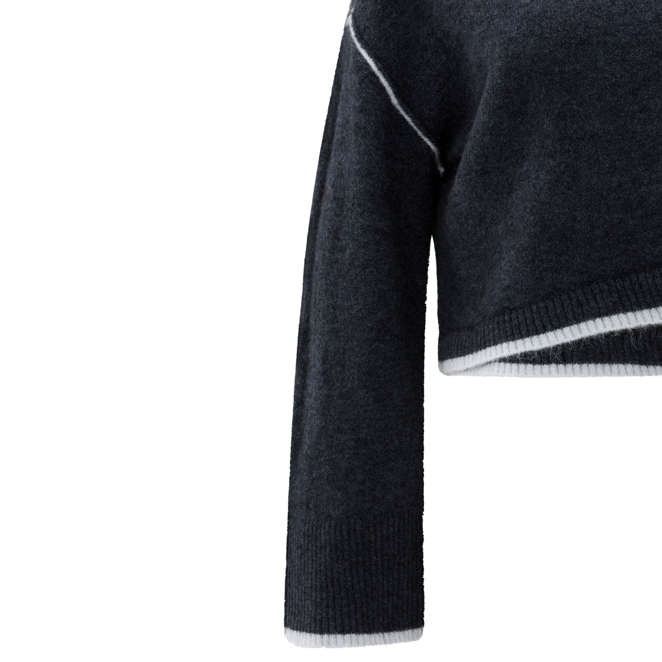 Knitted Sweater with Contrasting Lines - Collegiate Blue Melange