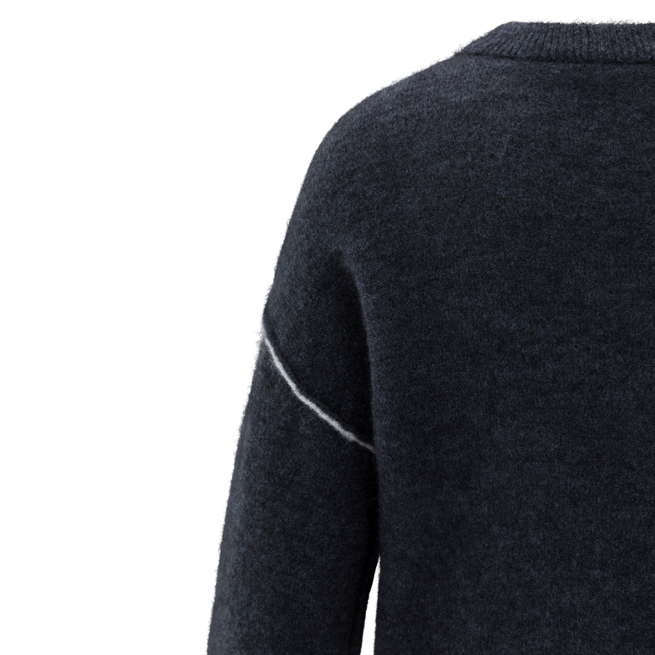 Knitted Sweater with Contrasting Lines - Collegiate Blue Melange