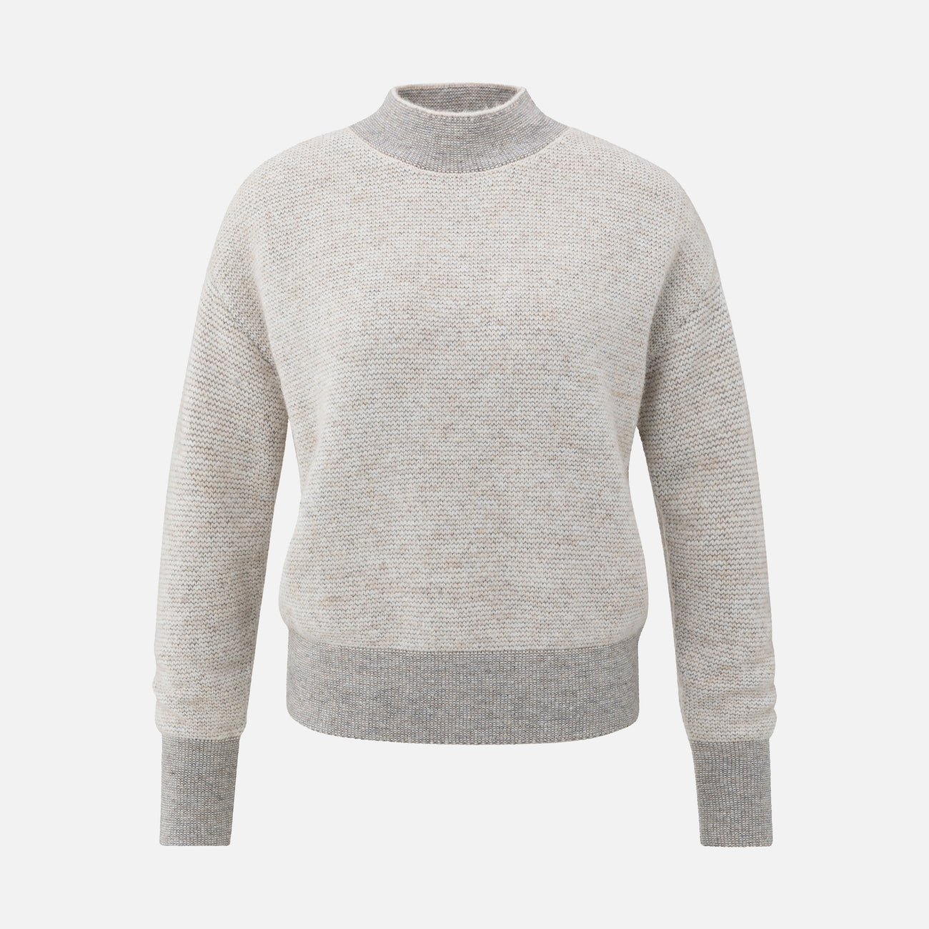 Knitted Sweater with Contrast Ribbed Trims