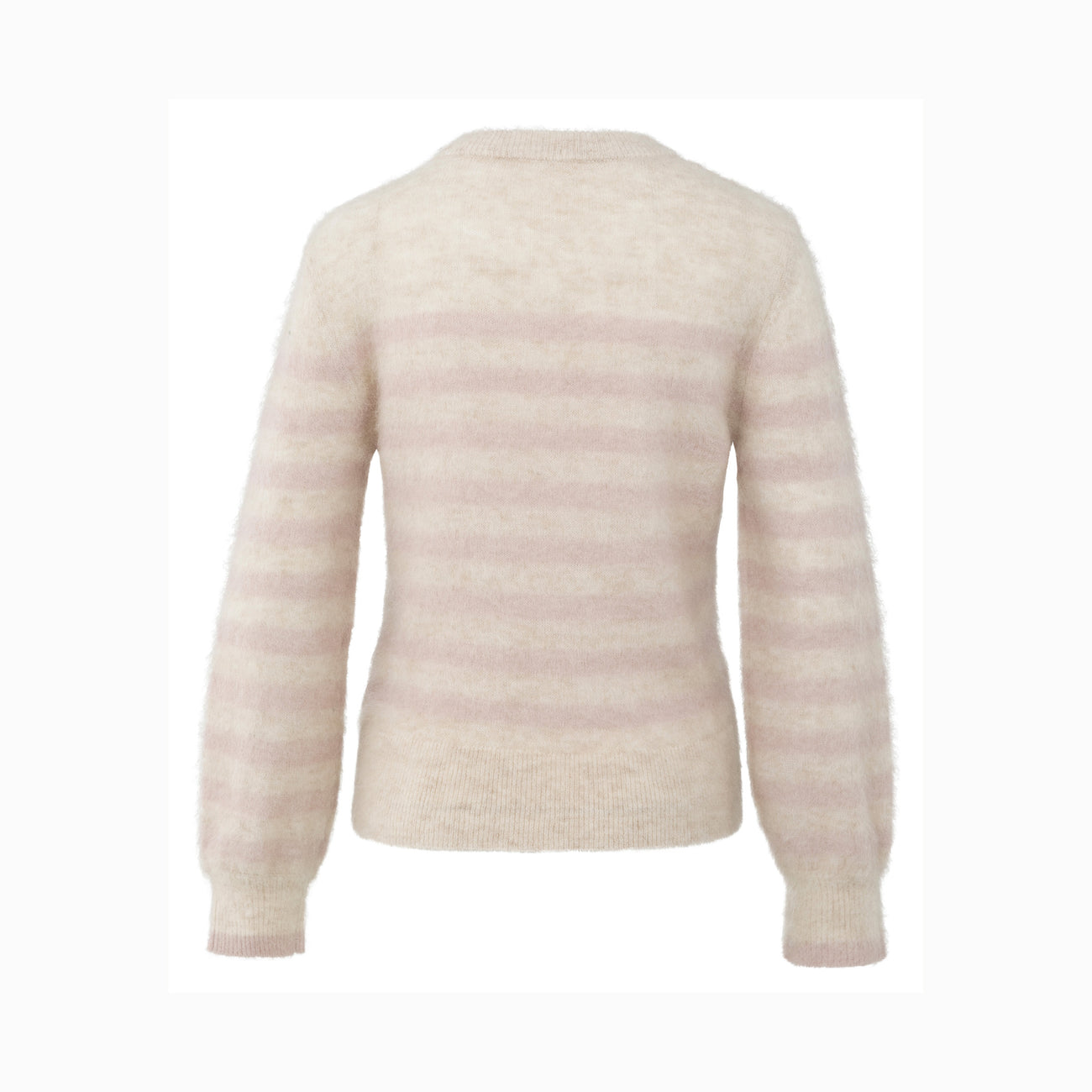 Striped Sweater with Round Neck - Shadow Grey Pink