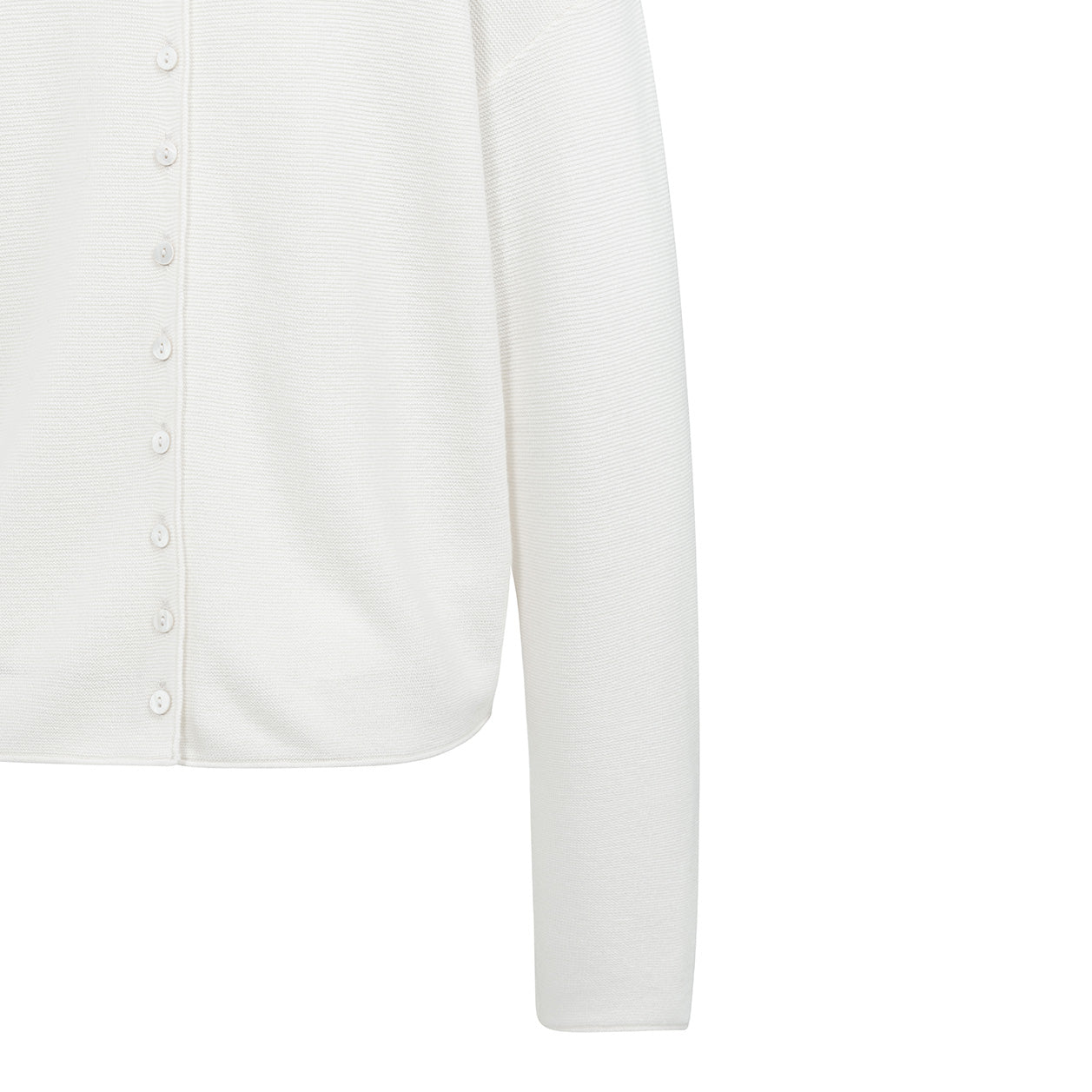 Textured High Neck Sweater With Buttons - Snowfall White