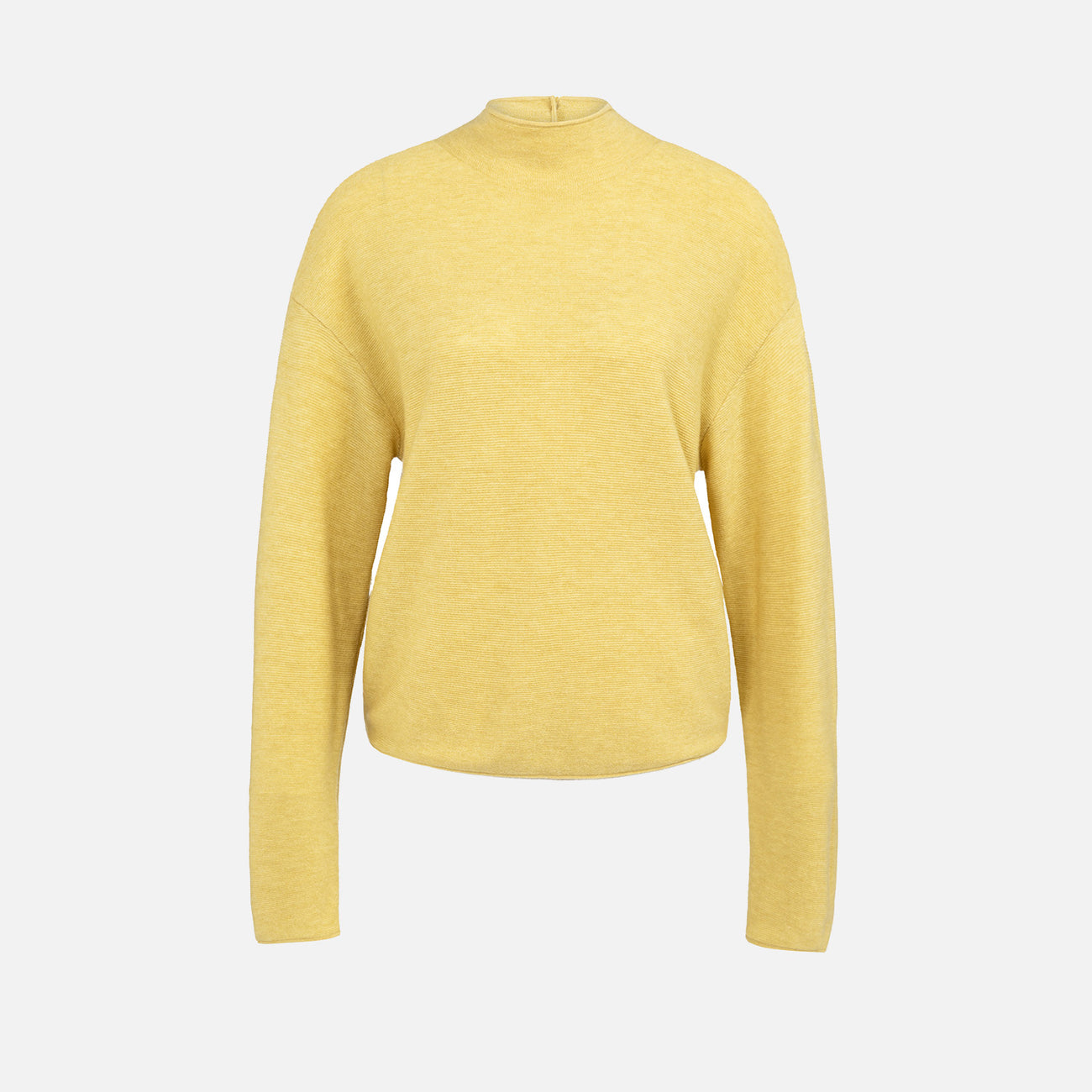 Textured High Neck Sweater With Buttons - Dried Moss Green Melange