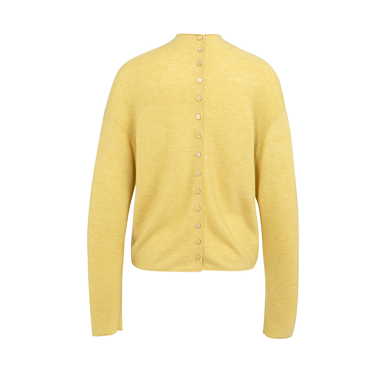 Textured High Neck Sweater With Buttons - Dried Moss Green Melange