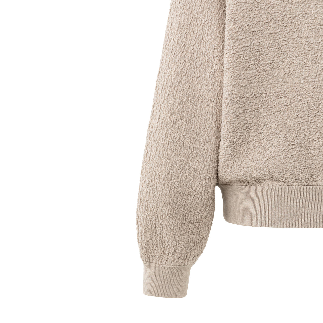 Textured Knitted Bomber with Long Sleeves - Sand Melange