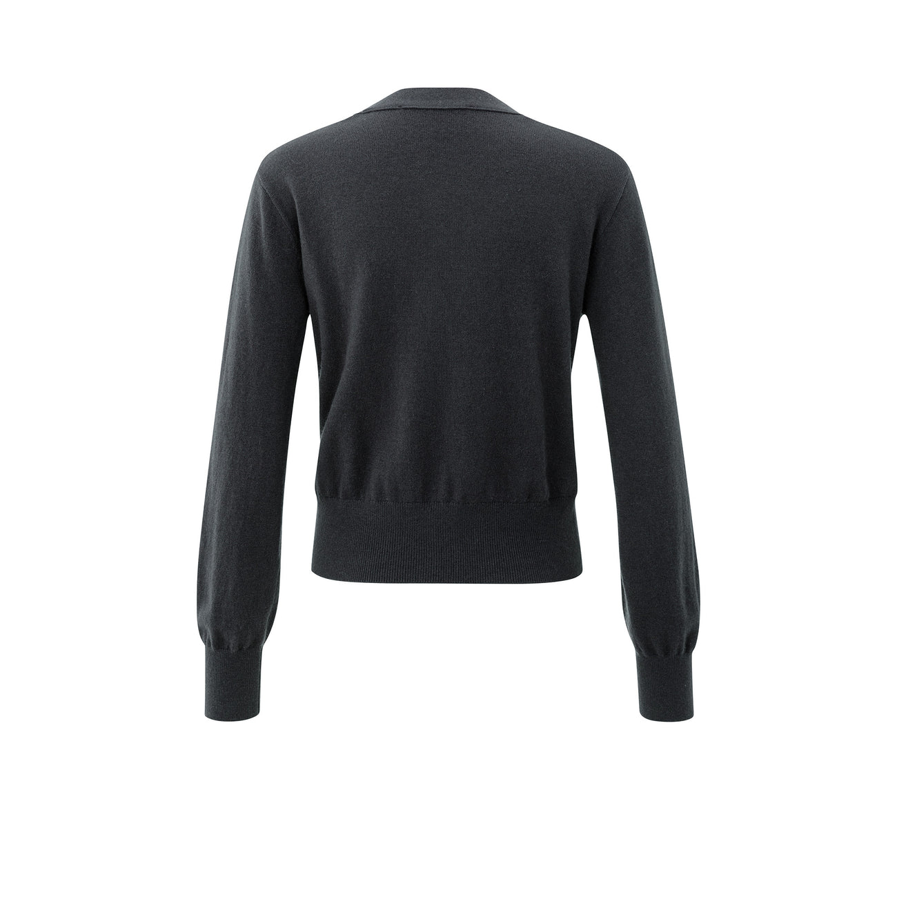 Cardigan with V-Neck & Tie Waist - Oyster Black