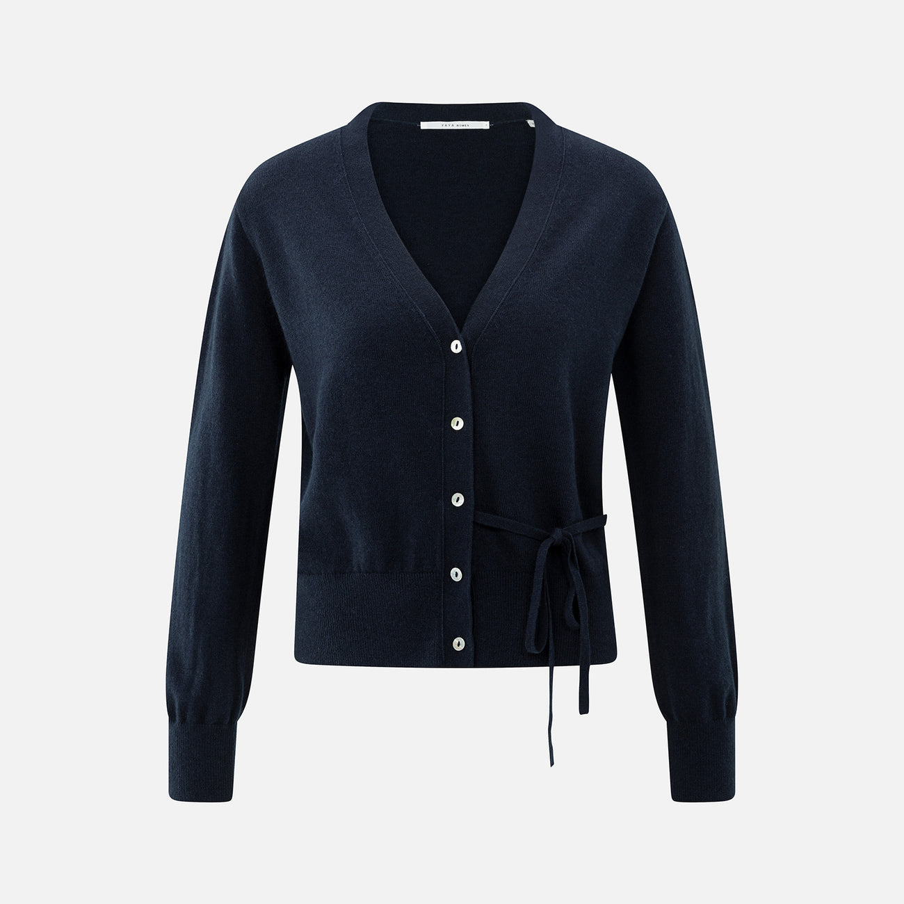 Cardigan with V-Neck & Tie Waist - Inkwell Blue