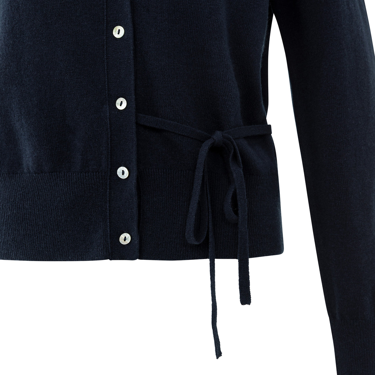 Cardigan with V-Neck & Tie Waist - Inkwell Blue