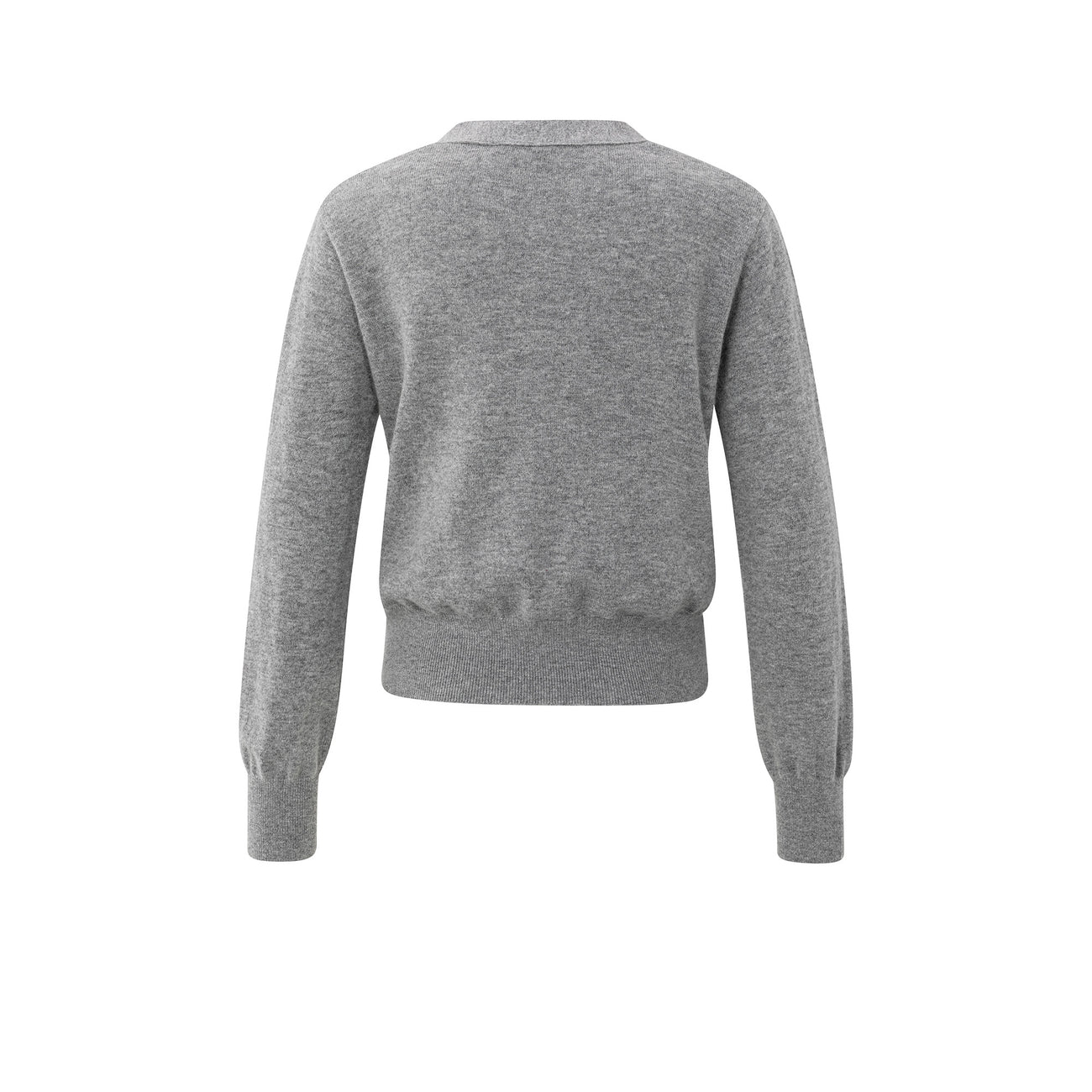 Cardigan with V-Neck & Tie Waist - Medium Grey Melange