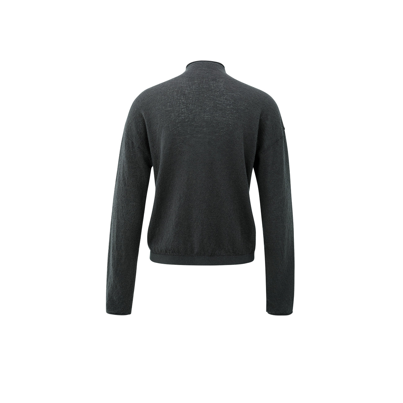 Knitted Cardigan with High Neckline - Oyster Black