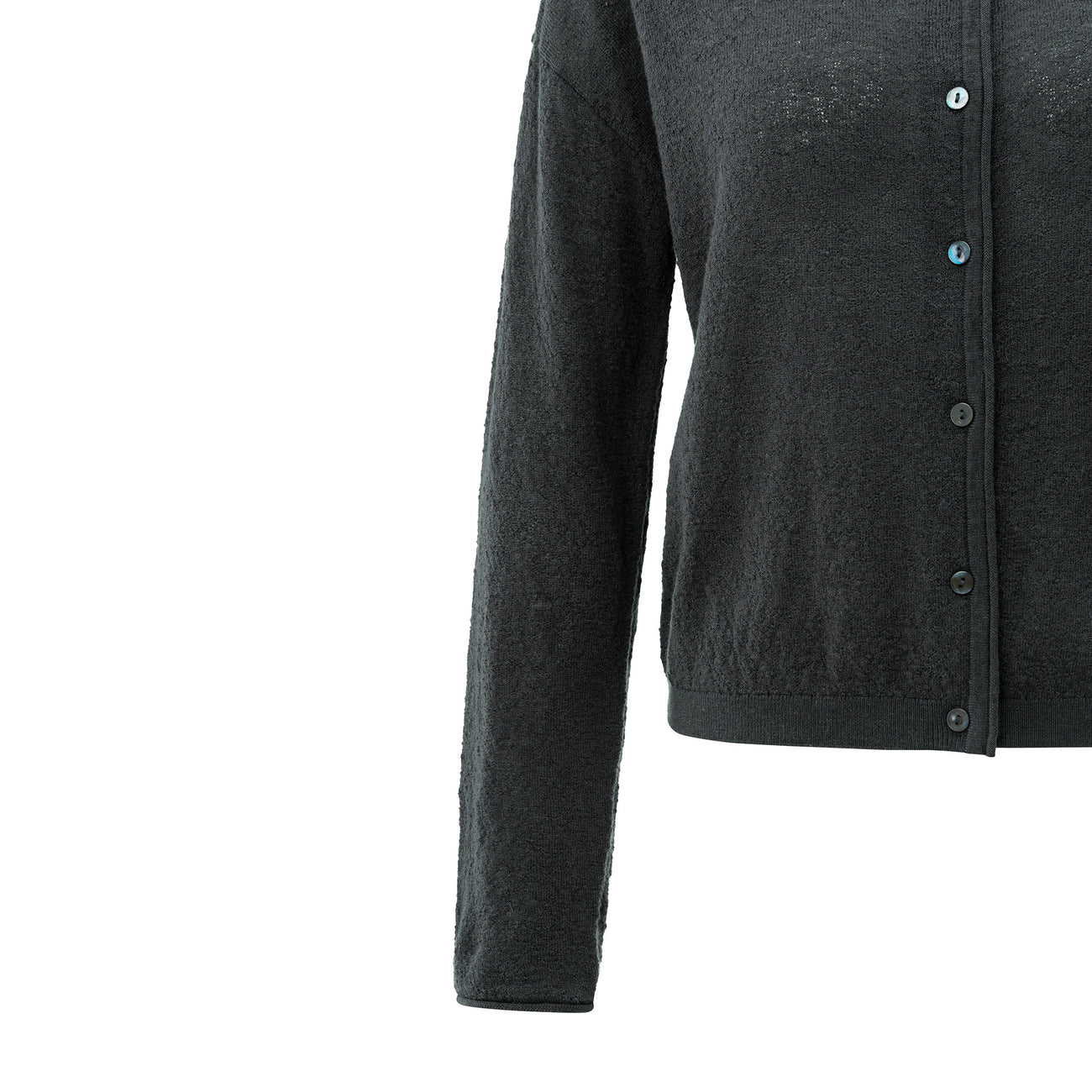 Knitted Cardigan with High Neckline - Oyster Black