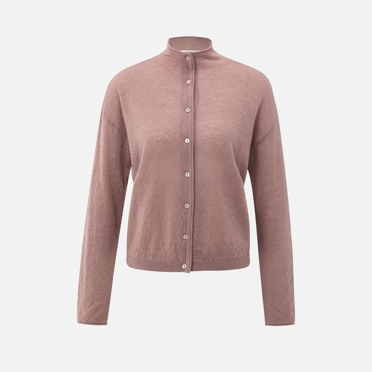 Knitted Cardigan with High Neckline - Blush Pink