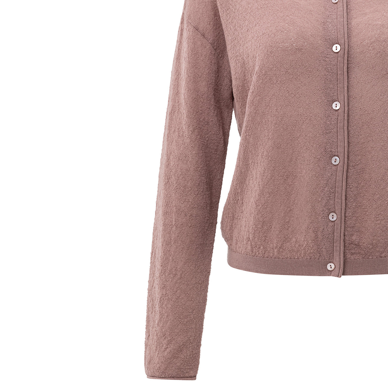Knitted Cardigan with High Neckline - Blush Pink