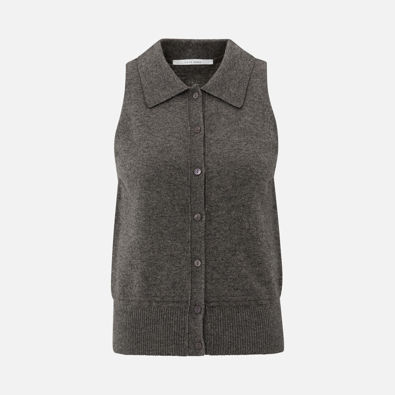 Sleeveless Cardigan with Collar