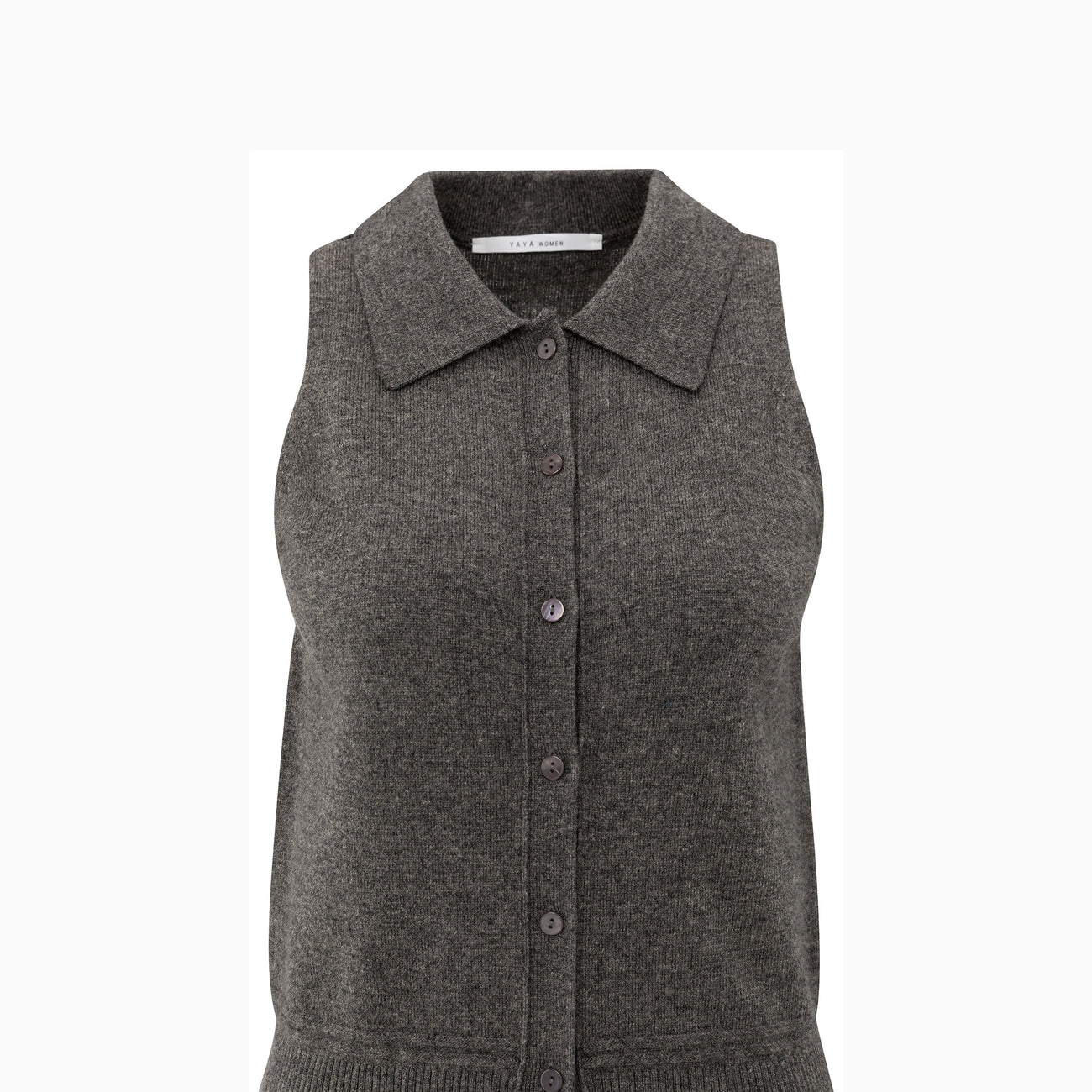 Sleeveless Cardigan with Collar