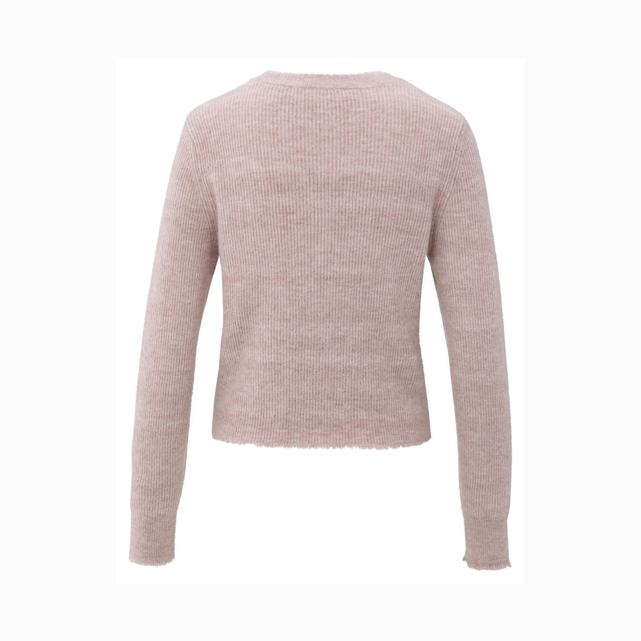 Short Melange Cardigan with Refined Trim Details - Shadow Grey Pink