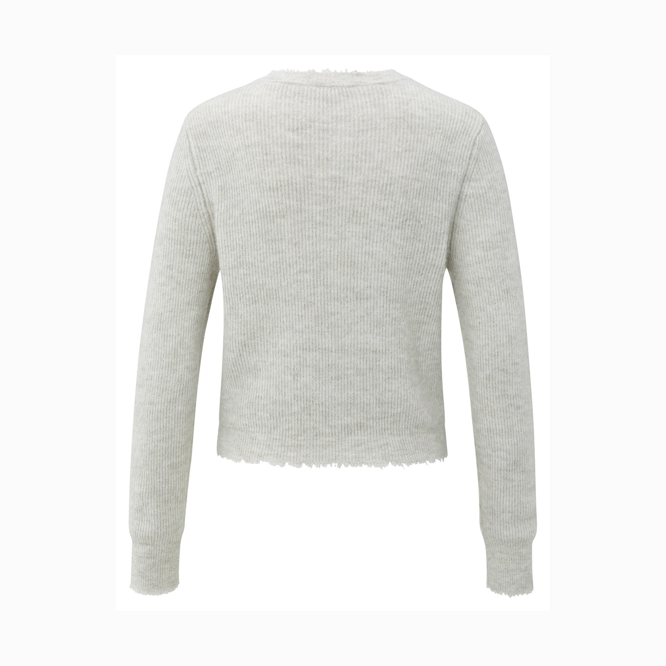 Short Melange Cardigan with Refined Trim Details - Cloud Grey