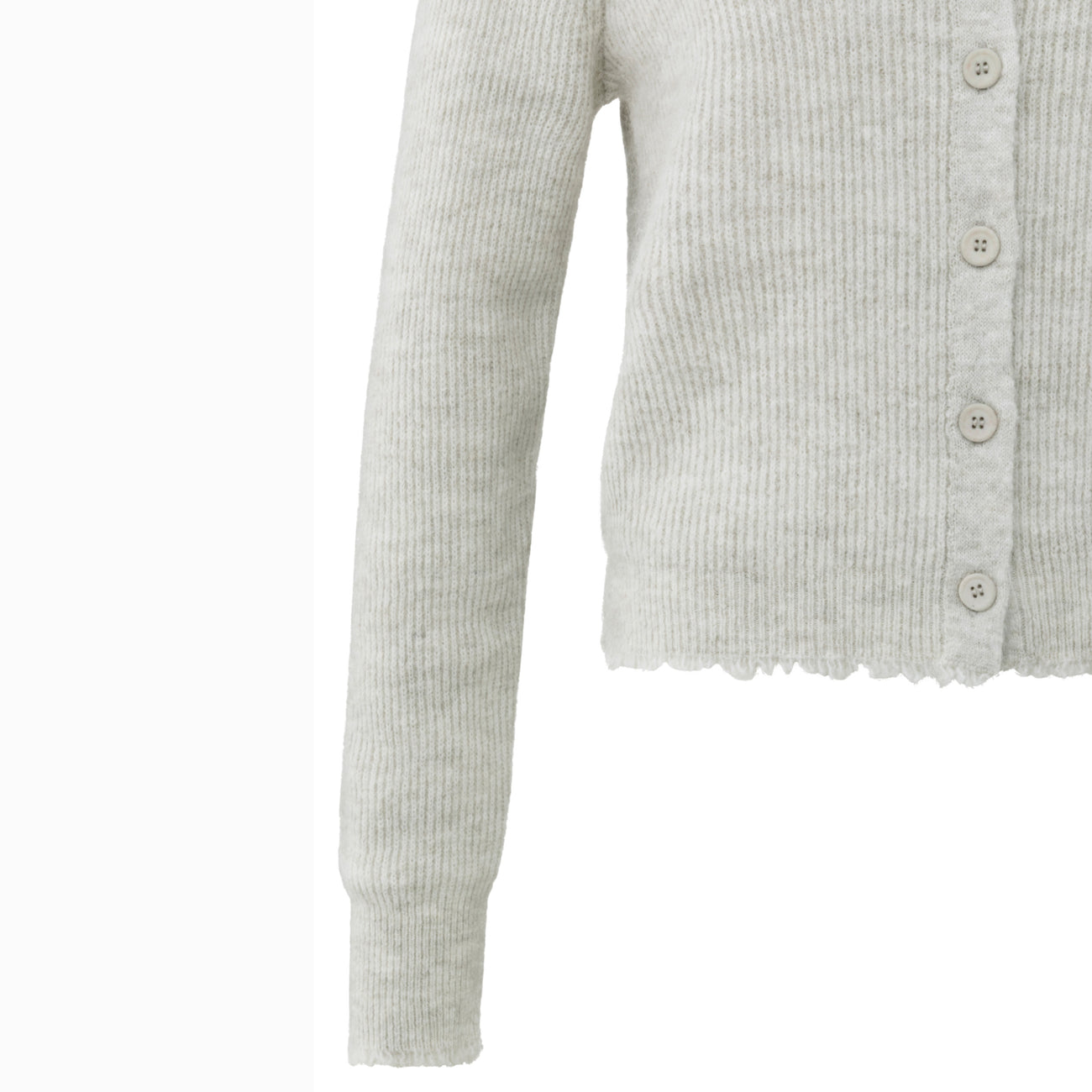 Short Melange Cardigan with Refined Trim Details - Cloud Grey