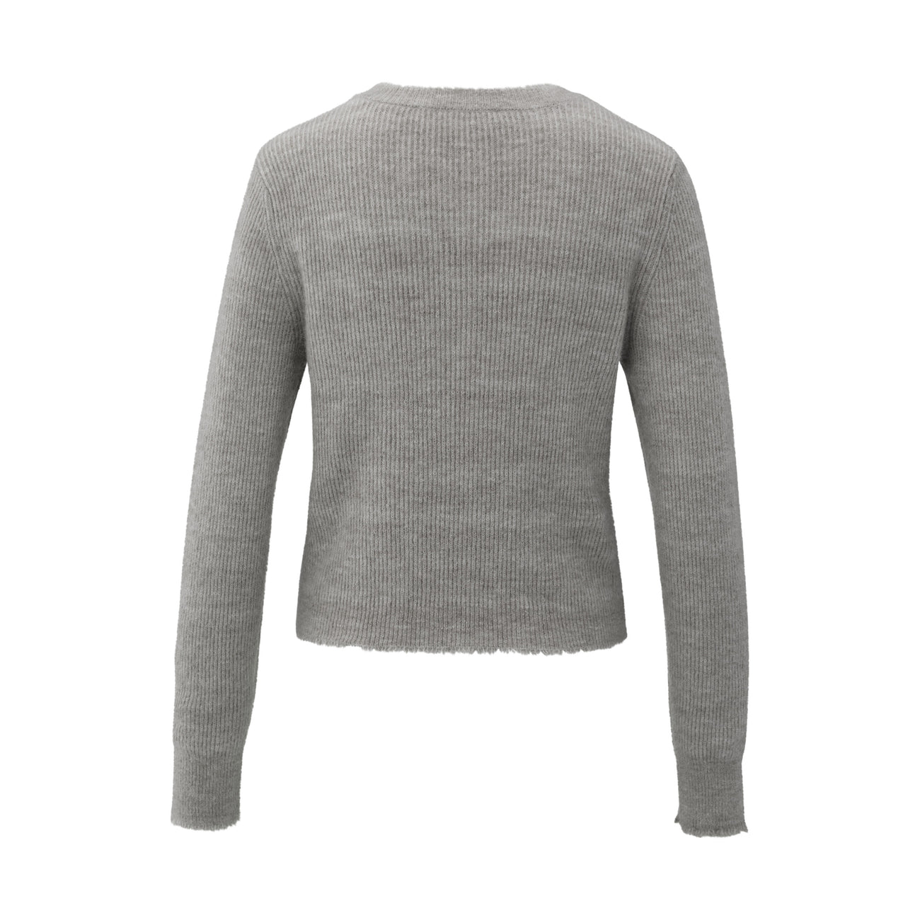 Short Melange Cardigan with Refined Trim Details - Taupe Grey Melange