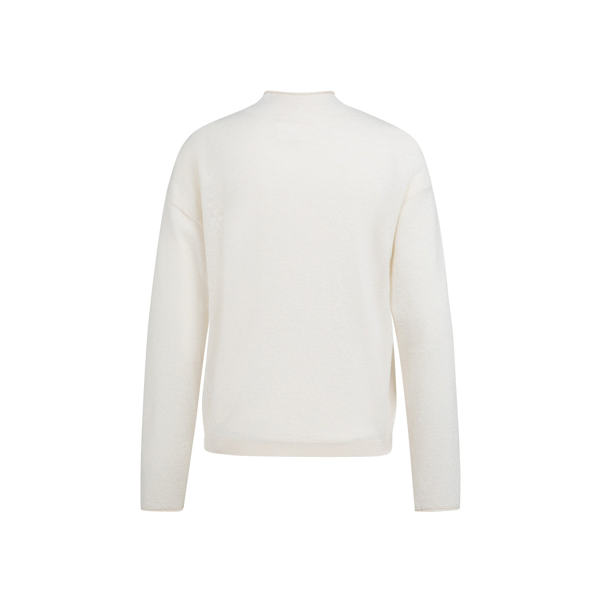 Knitted Cardigan with High Neck and Zipper - Kit Beige