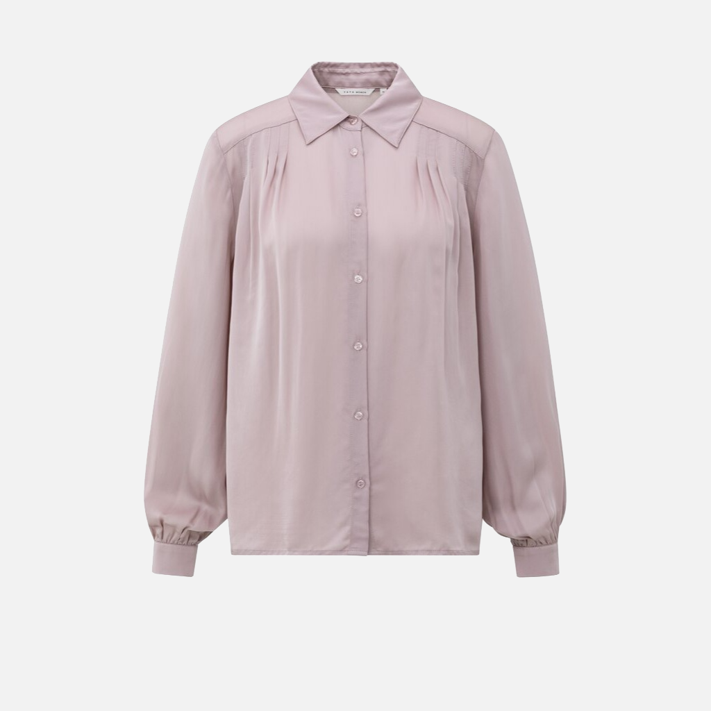 Blouse with Pleated Details and Satin Finish