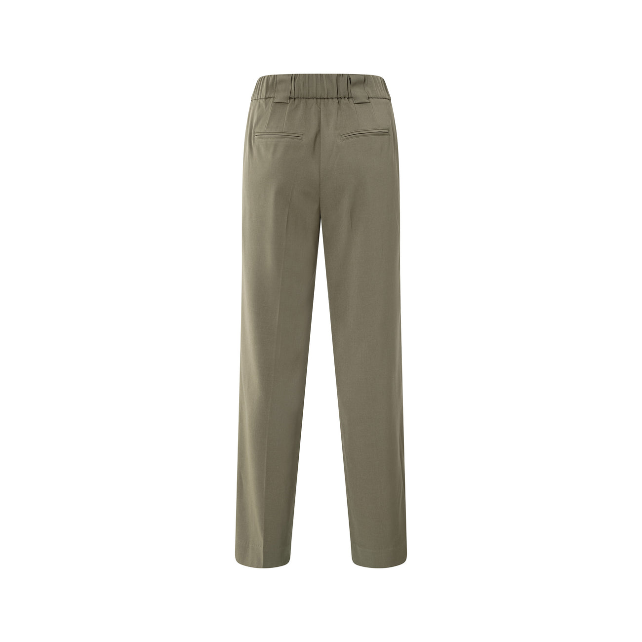 Woven Trousers with Wide Leg and Slit - Capers Brownish Green