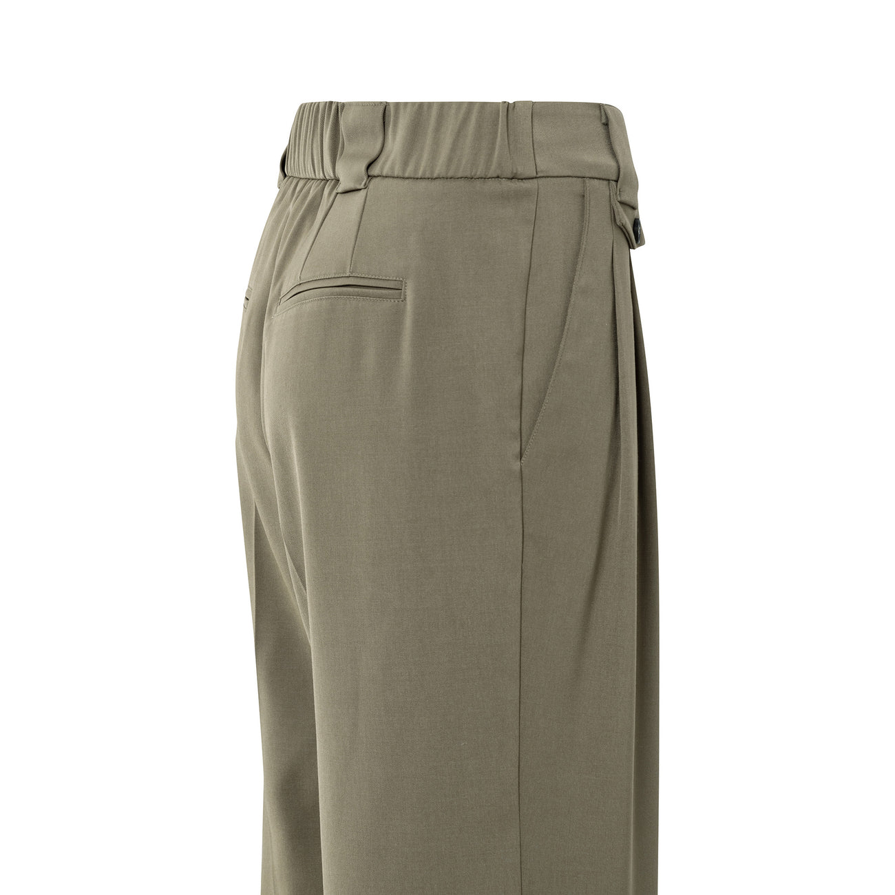 Woven Trousers with Wide Leg and Slit - Capers Brownish Green