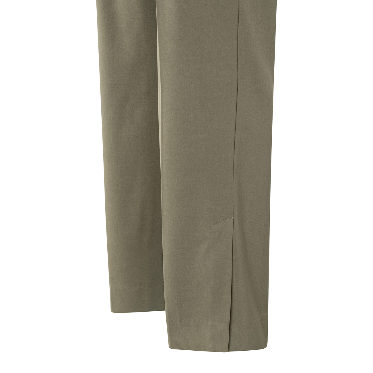 Woven Trousers with Wide Leg and Slit - Capers Brownish Green