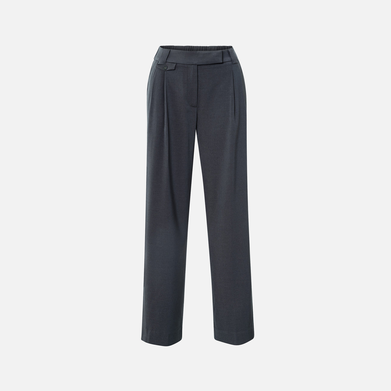 Woven Trousers with Wide Leg and Slit - Oyster Black