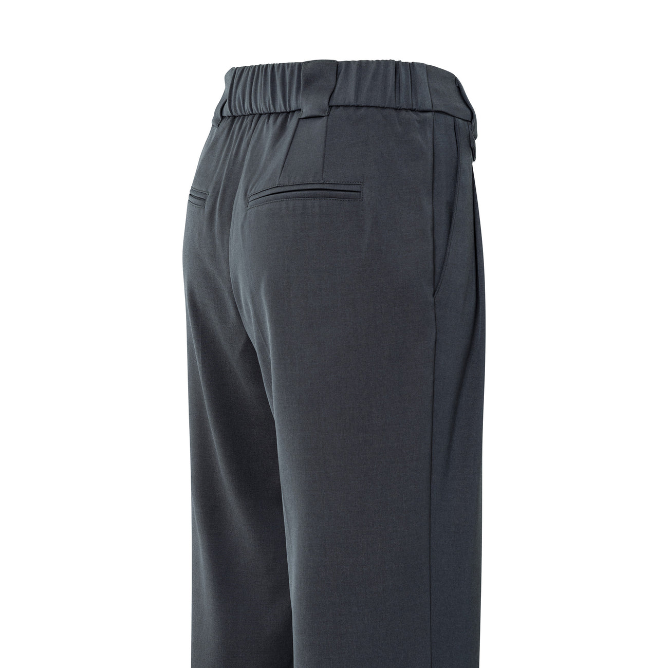 Woven Trousers with Wide Leg and Slit - Oyster Black