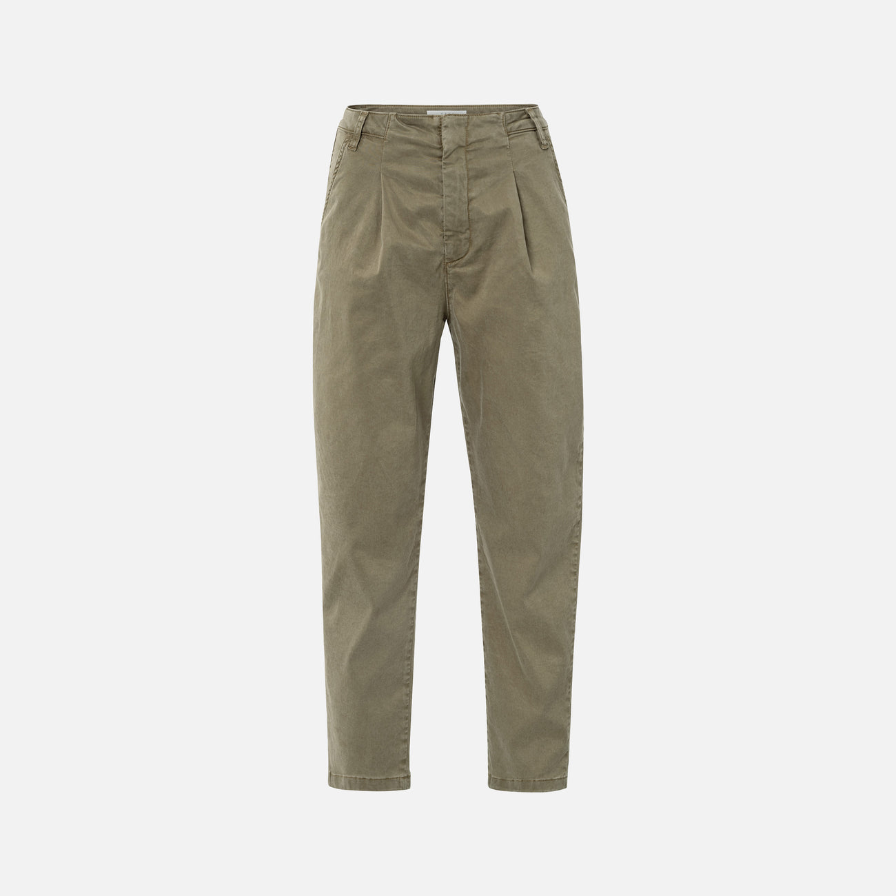 Trousers with Pleats and Chino Pockets - Capers Brownish Green