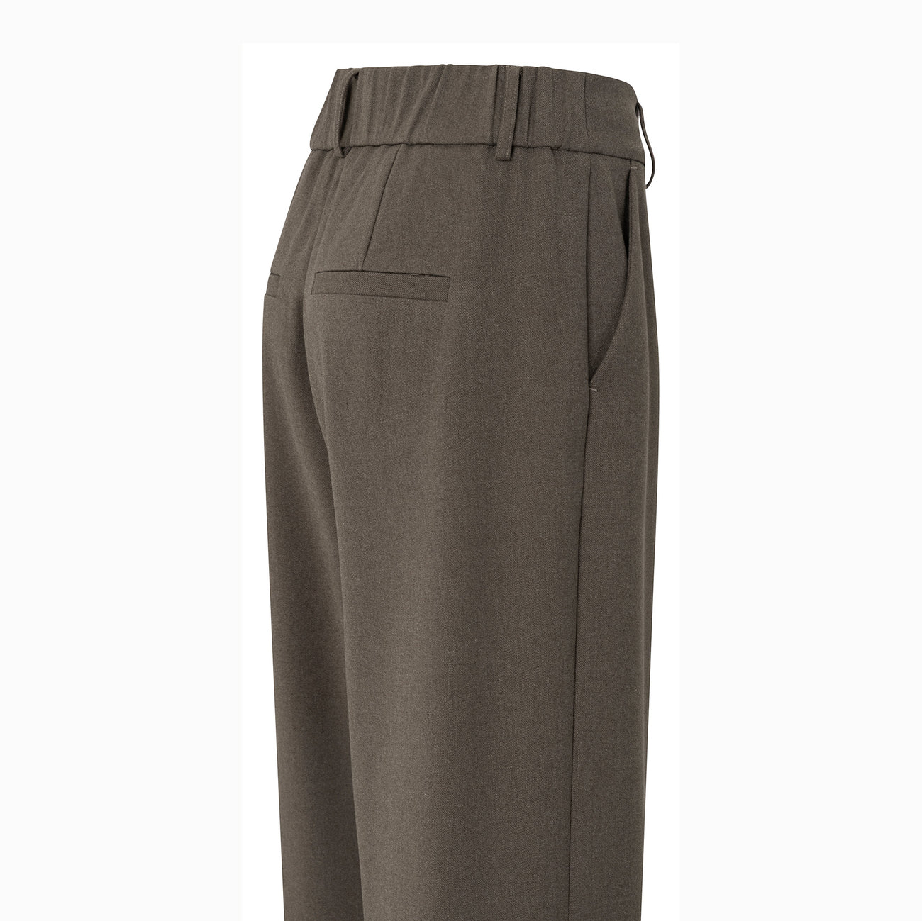 Soft Structured Trousers with Big Turn-Ups - Dark Taupe Grey Melange