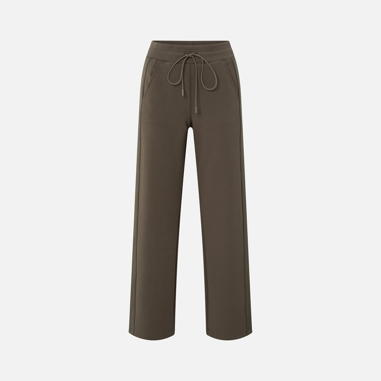 Jersey Ribbed Wide-Leg Trousers with Flatlocks