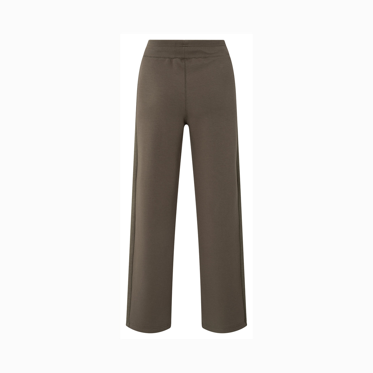 Jersey Ribbed Wide-Leg Trousers with Flatlocks