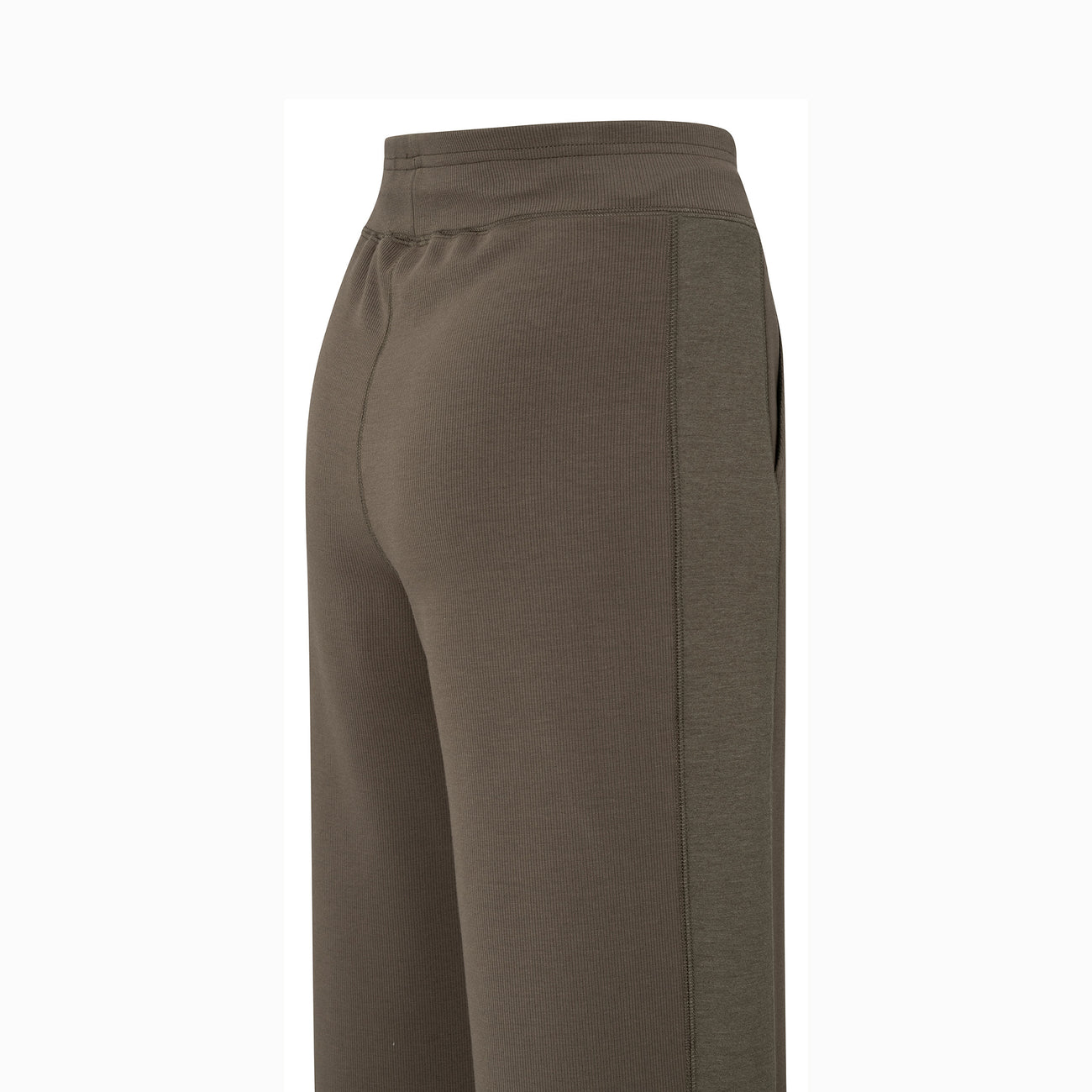 Jersey Ribbed Wide-Leg Trousers with Flatlocks