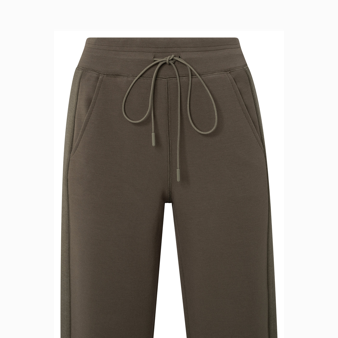 Jersey Ribbed Wide-Leg Trousers with Flatlocks