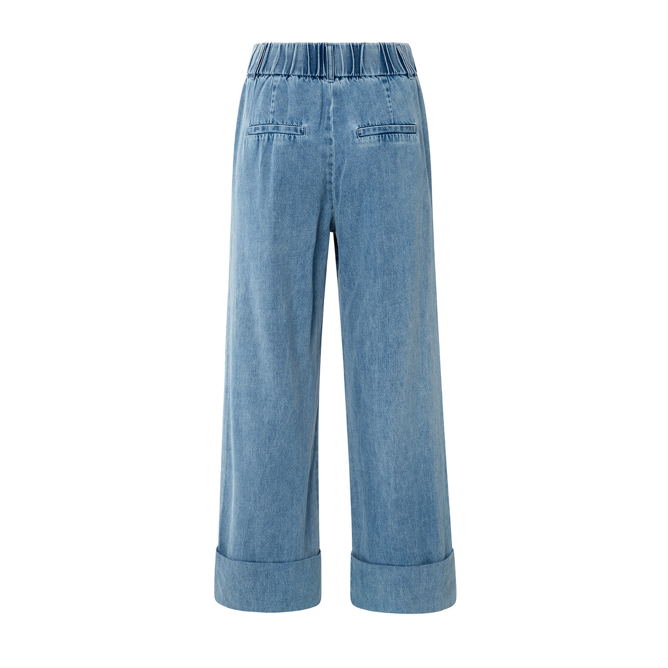 Denim Trousers with Turned-Up Hem